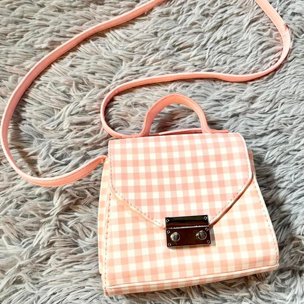 Pink White‎ Plaid Coquette Soft Girl Minimalist Pastel Kidcore Mini Bag